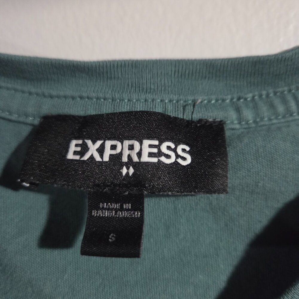 Express Green Mens Small Short Sleeve V Neck Tee - Picture 3 of 4